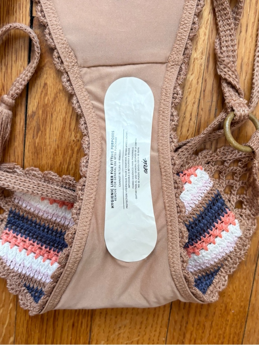 Aerie NWT Crochet Stripe String Bikini Set Triangle Top Cheeky Bottoms Two Piece - Picture 6 of 6